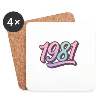 1981 – Retro-Pastell-Edition - Untersetzer (4er-Set) - Weiß - Vorne