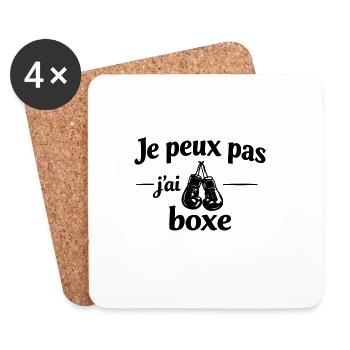 I can't I boxed – Humour sport passion ring - Coasters (set of 4) - white - Front
