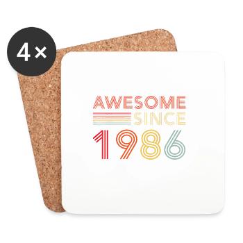 1986 Vintage-Retro-Geburtstagsgeschenk - Untersetzer (4er-Set) - Weiß - Vorne