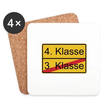 4. Klasse nicht 3. Klasse - Untersetzer (4er-Set) - Weiß - Vorne