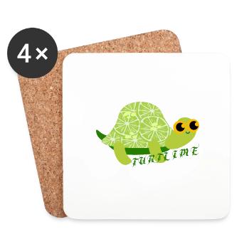 Lime turtle. - Coasters (set of 4) - white - Front