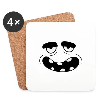 Paniertes Gesicht - Untersetzer (4er-Set) - Weiß - Vorne