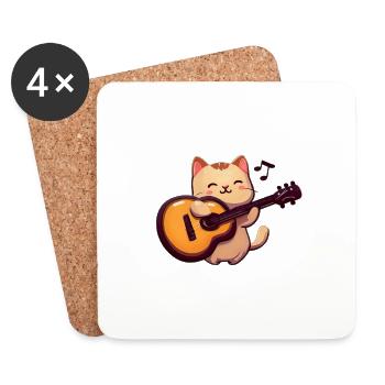 Cat making music - Coasters (set of 4) - white - Front