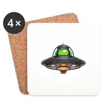 Alien / Raumschiff / Ufo / Area 51 / All / Mars - Untersetzer (4er-Set) - Weiß - Vorne