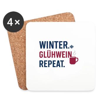 Winter. Glühwein. Repeat. - Untersetzer (4er-Set) - Weiß - Vorne