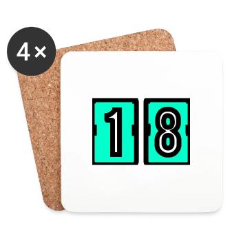 18 YEARS. 18th ANNIVERSARY. BIRTHDAY 18 YEARS. 18 - Coasters (set of 4) - white - Front