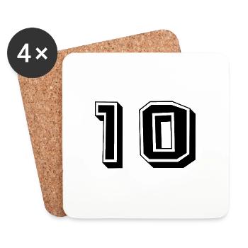 10 ANS. 10e ANNIVERSAIRE. ANNIVERSAIRE 10 ANS. 10 - Dessous de verre (lot de 4) - blanc - Devant
