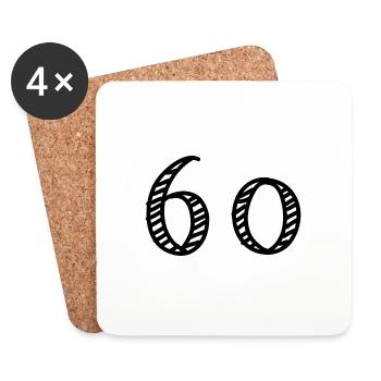 60 ANS. 60e ANNIVERSAIRE. ANNIVERSAIRE 60 ANS.60 - Dessous de verre (lot de 4) - blanc - Devant