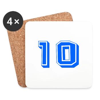 10 ANS. 10e ANNIVERSAIRE. ANNIVERSAIRE 10 ANS. 10 - Dessous de verre (lot de 4) - blanc - Devant