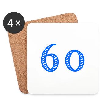 60 ANS. 60e ANNIVERSAIRE. ANNIVERSAIRE 60 ANS. 60 - Dessous de verre (lot de 4) - blanc - Devant