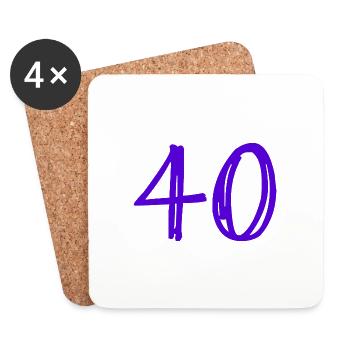 40 ANS. 40e ANNIVERSAIRE. ANNIVERSAIRE 40 ANS. 40 - Dessous de verre (lot de 4) - blanc - Devant