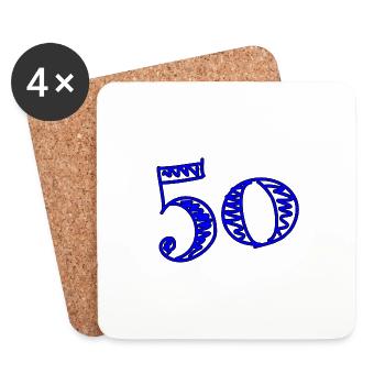 50 JAHRE. 50-jähriges Jubiläum. GEBURTSTAG 50 JAHRE. 50 - Untersetzer (4er-Set) - Weiß - Vorne