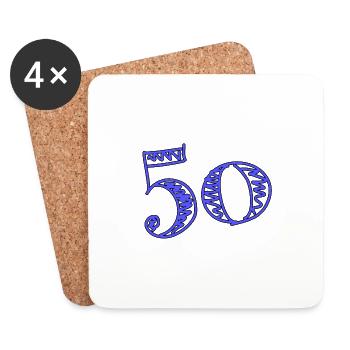 50 ANS. 50e ANNIVERSAIRE. ANNIVERSAIRE 50 ANS. 50 - Dessous de verre (lot de 4) - blanc - Devant