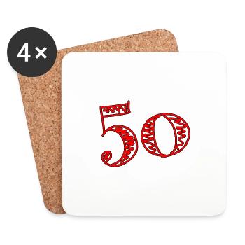 50 JAHRE. 50-jähriges Jubiläum. GEBURTSTAG 50 JAHRE. 50 - Untersetzer (4er-Set) - Weiß - Vorne