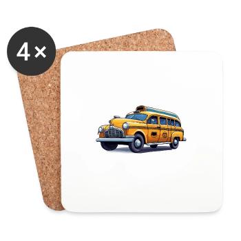 Taxi / Chauffeur de taxi / Amérique / Bande dessinée / Old School - Dessous de verre (lot de 4) - blanc - Devant