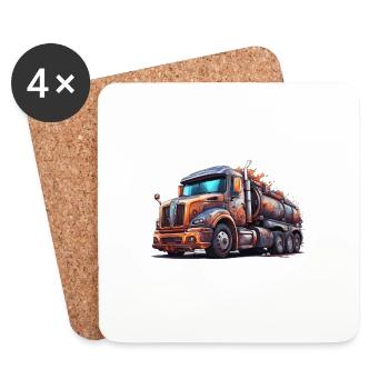 Camion/Camion/Camion/Cargo/Route - Dessous de verre (lot de 4) - blanc - Devant
