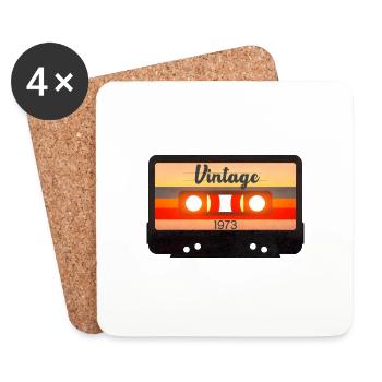 Cassette Vintage 1973 - Dessous de verre (lot de 4) - blanc - Devant