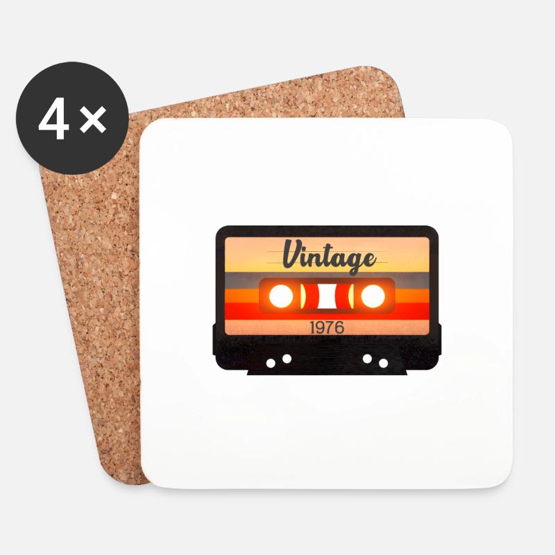 Vintage Kassette 1976 - Untersetzer (4er-Set) - Weiß