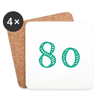 80 JAHRE. 80-jähriges JUBILÄUM. JUBILÄUM 80 JAHRE. 80 - Untersetzer (4er-Set) - Weiß - Vorne