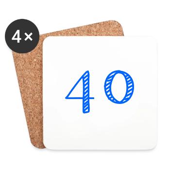 40 ANS. 40e ANNIVERSAIRE. ANNIVERSAIRE 40 ANS. 40 - Dessous de verre (lot de 4) - blanc - Devant