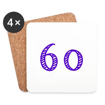 60 JAHRE. 60-JÄHRIGES JUBILÄUM. GEBURTSTAG 60 JAHRE. 60 - Untersetzer (4er-Set) - Weiß - Vorne