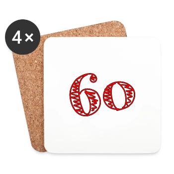 60 YEARS. 60TH ANNIVERSARY. BIRTHDAY 60 YEARS. 60 - Coasters (set of 4) - white - Front
