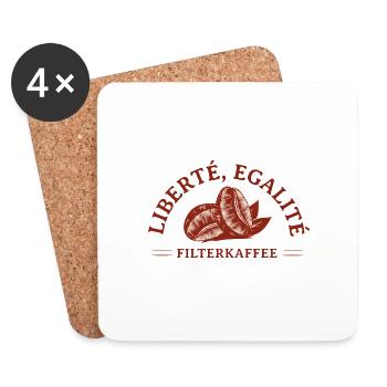 Kaffee und Frankreich Fans - Untersetzer (4er-Set) - Weiß - Vorne