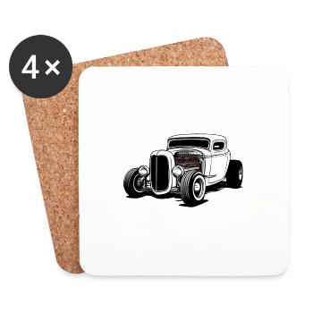 Hot Rod / Car / Vehicle / Automobile / Motor - Coasters (set of 4) - white - Front