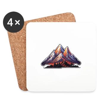 Mountain / Alps / Summit / Nature / Forest / Rock - Coasters (set of 4) - white - Front