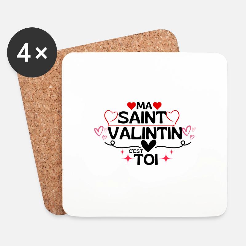 Mein Valentinstag bist du! - Untersetzer (4er-Set) - Weiß