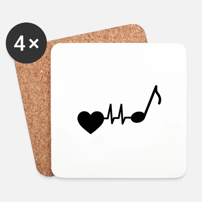 Musik Note Herzschlag Musiker Dirigent Frequenz - Untersetzer (4er-Set) - Weiß