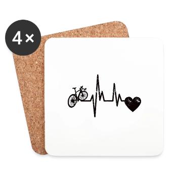 Bike Mountain Bike Cycling Heartbeat Bike Tour - Coasters (set of 4) - white - Front