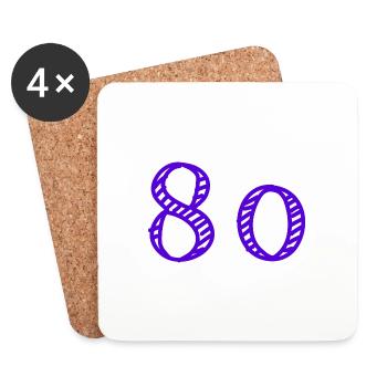 80 YEARS. 80TH ANNIVERSARY. BIRTHDAY 80 YEARS. 80 - Coasters (set of 4) - white - Front