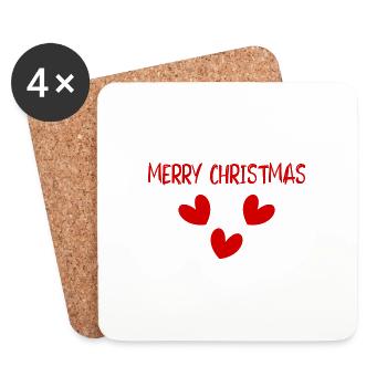 NOËL. JOYEUX NOËL. MERRY CHRISTMAS. NOUVEL AN - Dessous de verre (lot de 4) - blanc - Devant