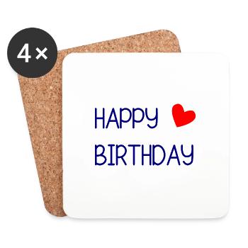 HAPPY BIRTHDAY. HAPPY BIRTHDAY. ANNIVERSARY. - Coasters (set of 4) - white - Front