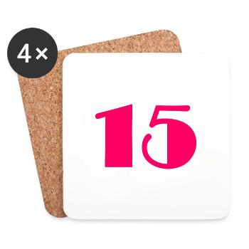 15. 15 YEARS. 15th ANNIVERSARY. BIRTHDAY 15 YEARS. - Coasters (set of 4) - white - Front
