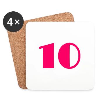10. 10 JAHRE. 10-JÄHRIGES JUBILÄUM. GEBURTSTAG 10 JAHRE - Untersetzer (4er-Set) - Weiß - Vorne