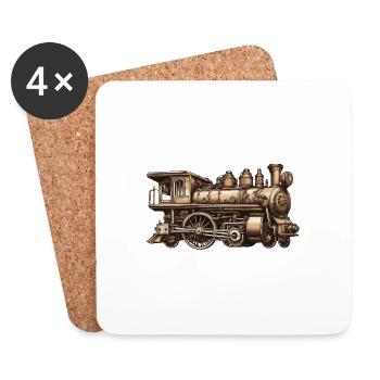 Train / Locomotive / Steam Locomotive / Railway / Lock - Coasters (set of 4) - white - Front