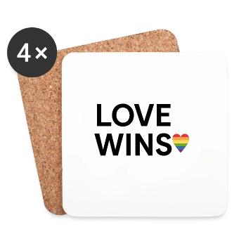 Love Wins Rainbow Heart Design - Coasters (set of 4) - white - Front