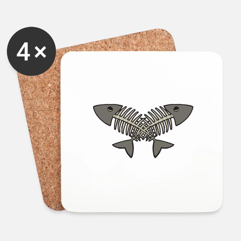 Fischgräten - Untersetzer (4er-Set) - Weiß