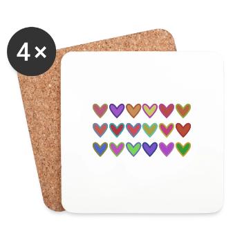 HERZ. HERZ. VALENTINSTAG. LIEBE. LIEBE. HERZ - Untersetzer (4er-Set) - Weiß - Vorne