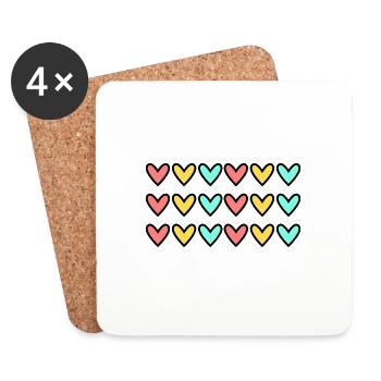 HERZ. HERZ. VALENTINSTAG. LIEBE. LIEBE. HERZ - Untersetzer (4er-Set) - Weiß - Vorne