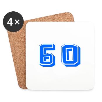 60 ANS. 60e ANNIVERSAIRE. ANNIVERSAIRE 60 ANS. 60 - Dessous de verre (lot de 4) - blanc - Devant