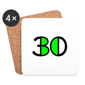30. 30 ANS. 30e ANNIVERSAIRE. ANNIVERSAIRE 30 ANS - Dessous de verre (lot de 4) - blanc - Devant