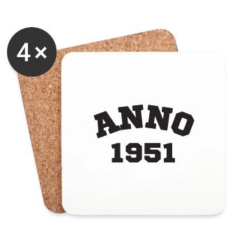 Anno 1951 Geburtstag Geburtsjahr - Untersetzer (4er-Set) - Weiß - Vorne