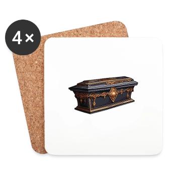 Cercueil / Dernière demeure / Terre / Enterrement - Dessous de verre (lot de 4) - blanc - Devant