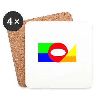 Composition des blocs de couleurs de la géométrie néon - Dessous de verre (lot de 4) - blanc - Devant