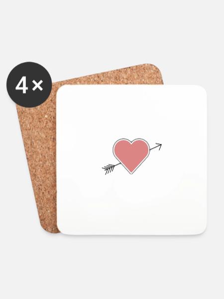 heart - Coasters (set of 4) - white