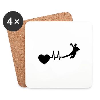 Handball EKG Handballspieler Handballer Herzschlag - Untersetzer (4er-Set) - Weiß - Vorne
