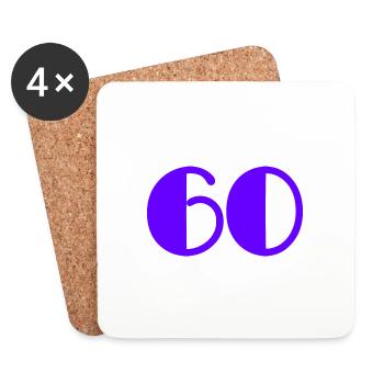 60 JAHRE. 60-JÄHRIGES JUBILÄUM. GEBURTSTAG 60 JAHRE. 60 - Untersetzer (4er-Set) - Weiß - Vorne